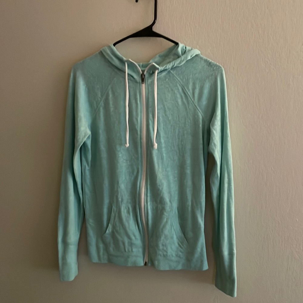 Medium light blue/green zip-up hoodie